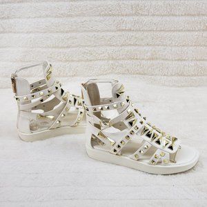 Studded Goddess Gladiator Ankle Sandals Flats Sybil